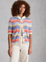 White Stuff Isabella Wavy Cardi Ivory MLT