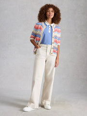 White Stuff Isabella Wavy Cardi Ivory MLT
