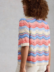 White Stuff Isabella Wavy Cardi Ivory MLT