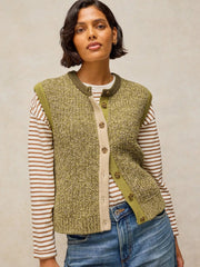 White Stuff Twist Button Tank Green MLT