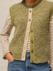 White Stuff Twist Button Tank Green MLT