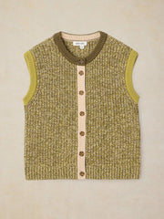 White Stuff Twist Button Tank Green MLT