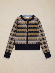 White Stuff Lois Fairisle Cardi Navy Multi