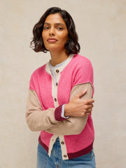 White Stuff Sansa Colourblock Cardi Pink MLT