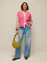 White Stuff Sansa Colourblock Cardi Pink MLT