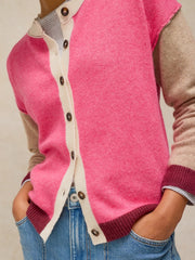 White Stuff Sansa Colourblock Cardi Pink MLT
