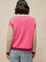 White Stuff Sansa Colourblock Cardi Pink MLT