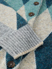 White Stuff Argyle Check Cardi Blue MLT