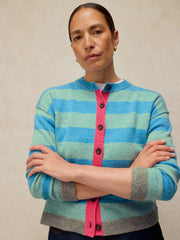 White Stuff Sansa Stripe Cardi Blue MLT