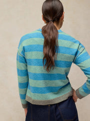 White Stuff Sansa Stripe Cardi Blue MLT