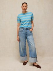 White Stuff Sansa Striped Knit Tee Blue MLT