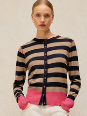 White Stuff Lois Stripe Cardi Navy Multi