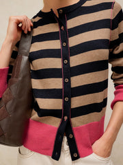 White Stuff Lois Stripe Cardi Navy Multi