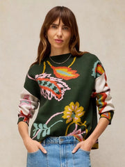 White Stuff Fabia Floral Jumper Green MLT