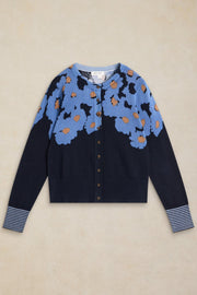 White Stuff Lois Print Cardi Blue Print