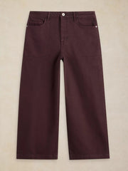 White Stuff Tia Wide Leg Crop Jean Dark Brown