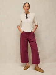 White Stuff Tia Wide Leg Crop Jean Dark Plum