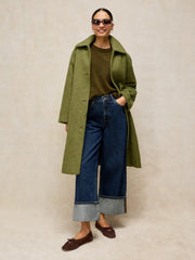 White Stuff Kelsey Wool Blend Coat Mid Green