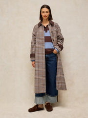 White Stuff Emmeline Check Coat Tan Multi