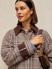 White Stuff Emmeline Check Coat Tan Multi