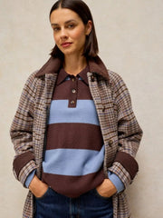 White Stuff Emmeline Check Coat Tan Multi