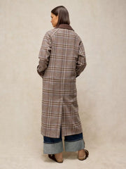 White Stuff Emmeline Check Coat Tan Multi