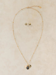 White Stuff 2PK Semi Precious Charm Set Gold Tone Metallic