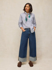 White Stuff Libby Organic Cotton Shirt Blue MLT