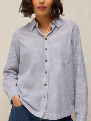 White Stuff Libby Organic Cotton Shirt Blue MLT