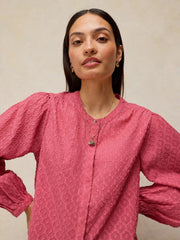 White Stuff Lana Jacquard Top Mid Pink