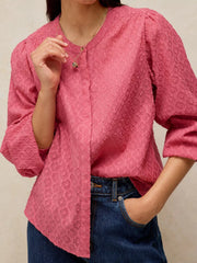 White Stuff Lana Jacquard Top Mid Pink