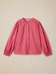 White Stuff Lana Jacquard Top Mid Pink