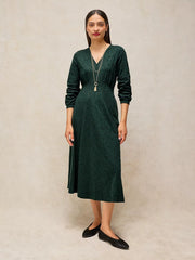 White Stuff Megan Embroidered Jersey Dress Dark Green