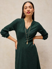 White Stuff Megan Embroidered Jersey Dress Dark Green