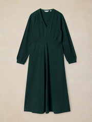 White Stuff Megan Embroidered Jersey Dress Dark Green