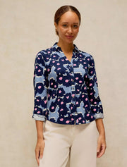 White Stuff Annie Jersey Shirt Blue Print