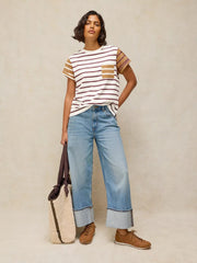 White Stuff Gina Stripe Tee Ivory MLT