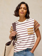 White Stuff Gina Stripe Tee Ivory MLT