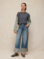 White Stuff Kim Stripe LS Tee Navy Multi