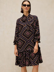 White Stuff Kalia Short Dress Navy Multi