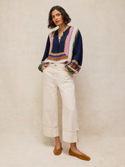 White Stuff Lana Print Top Navy Print