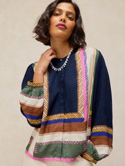 White Stuff Lana Print Top Navy Print