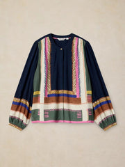 White Stuff Lana Print Top Navy Print