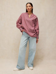 White Stuff Raya Pop Over Shirt Pink MLT