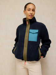 White Stuff Borg Zip Through Jacket Navy Multi