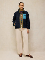 White Stuff Borg Zip Through Jacket Navy Multi