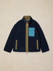 White Stuff Borg Zip Through Jacket Navy Multi