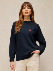 White Stuff Cleo Longline Sweatshirt Navy Print