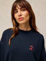 White Stuff Cleo Longline Sweatshirt Navy Print