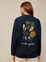 White Stuff Cleo Longline Sweatshirt Navy Print